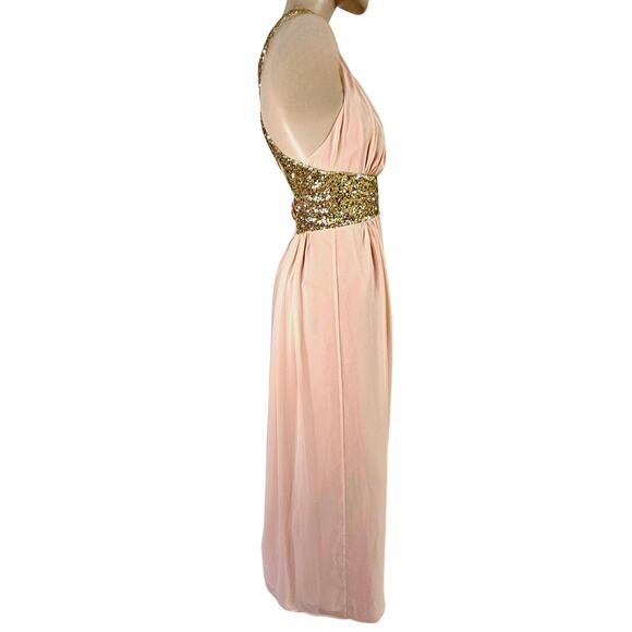 NWT Calvin Klein Dress Nude Flowy Chiffon Layers Soft Sheer Goddess Ballet 10 - Picture 6 of 15